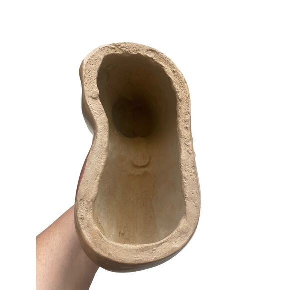 Vintage Tonala Mexican Pottery Cat Art Figurine Statue 7.5 X 7 coral orange - Picture 9 of 9